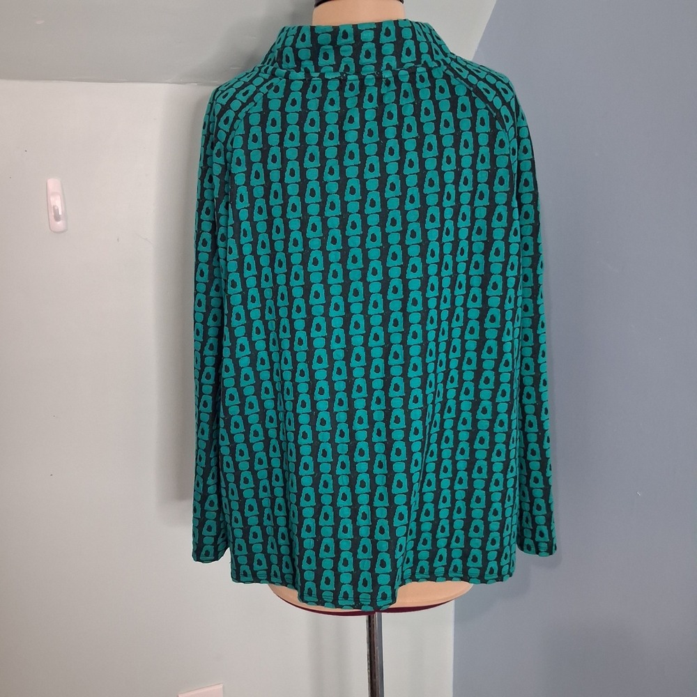 Habitat Clothes To Live In Teal Black  Funnel Neck Tunic Top Lagenlook SZ L - Picture 3 of 12